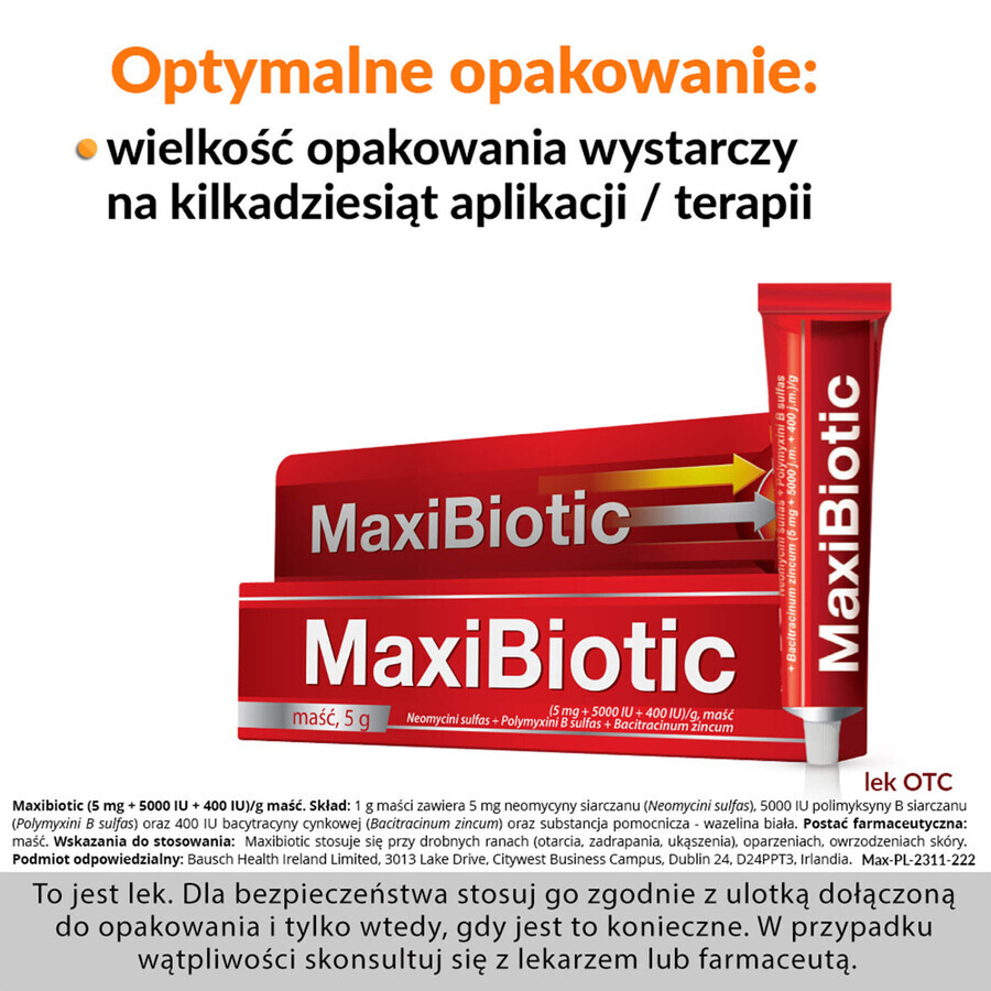 Maxibiotikum (5 mg + 5000 UI + 400 UI)/g, Salbe, 5 g