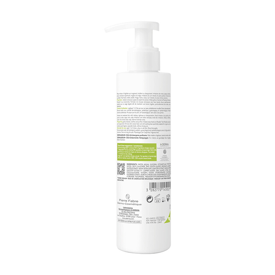 A-Derma Dermalibour Anti-Irritation Foaming Gel+Cica, 200 ml