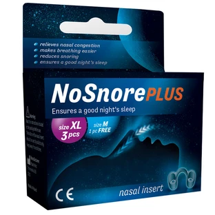 NoSnore Plus, neusinleggers, maat XL x 3 stuks + maat M x 1 stuk