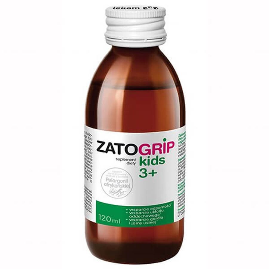 ZatoGrip Kids 3+, Sirup für Kinder, Himbeergeschmack, 120 ml