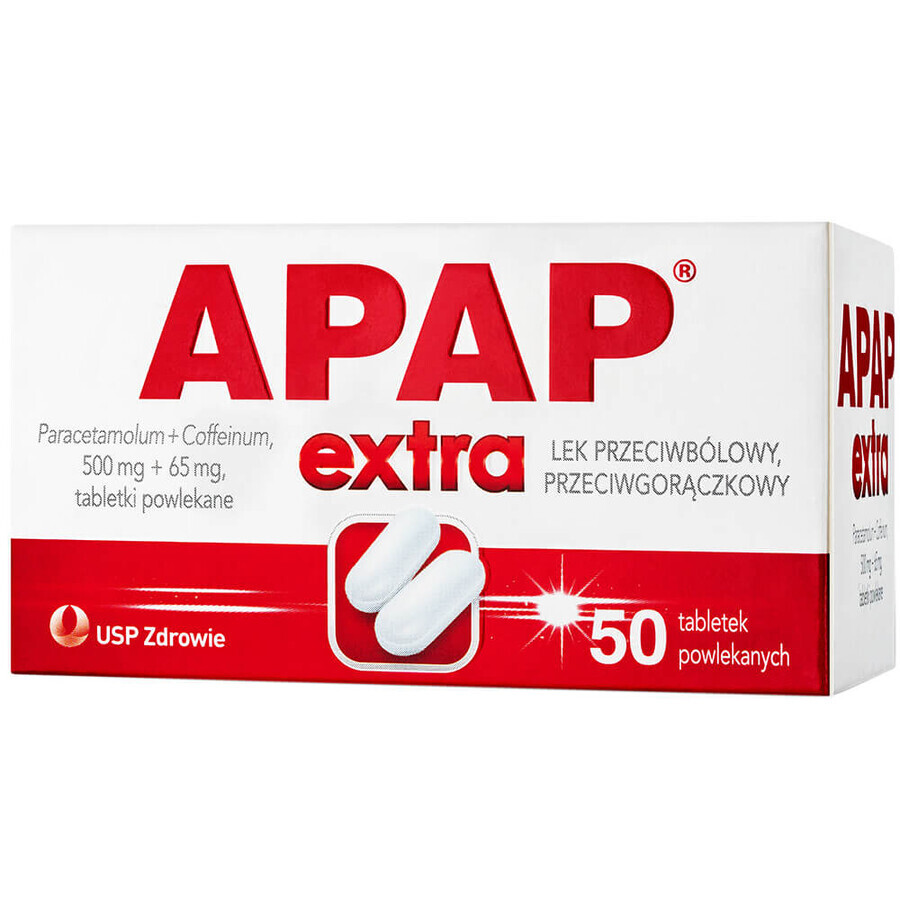 Apap Extra 500 mg + 65 mg, 50 film-coated tablets