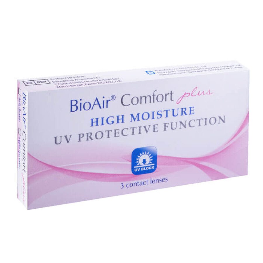 BioAir Comfort Plus, contact lenses, 30 days, -2.25, 3 pcs