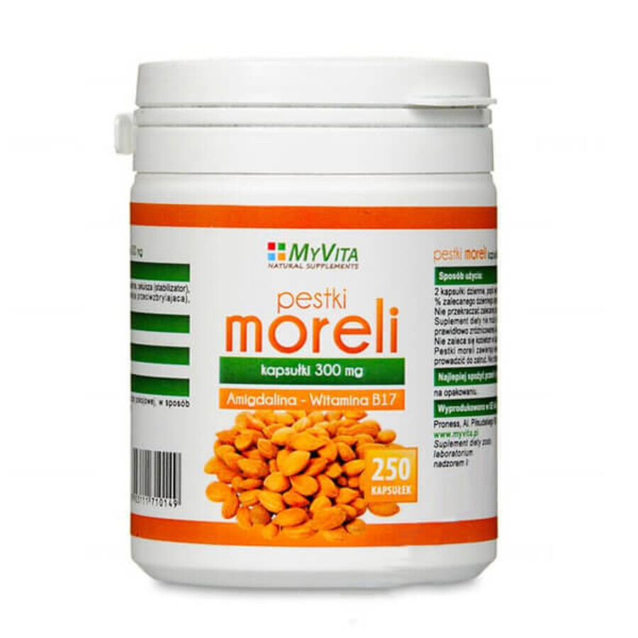 MyVita Apricot kernels, bitter kernels, 250 capsules