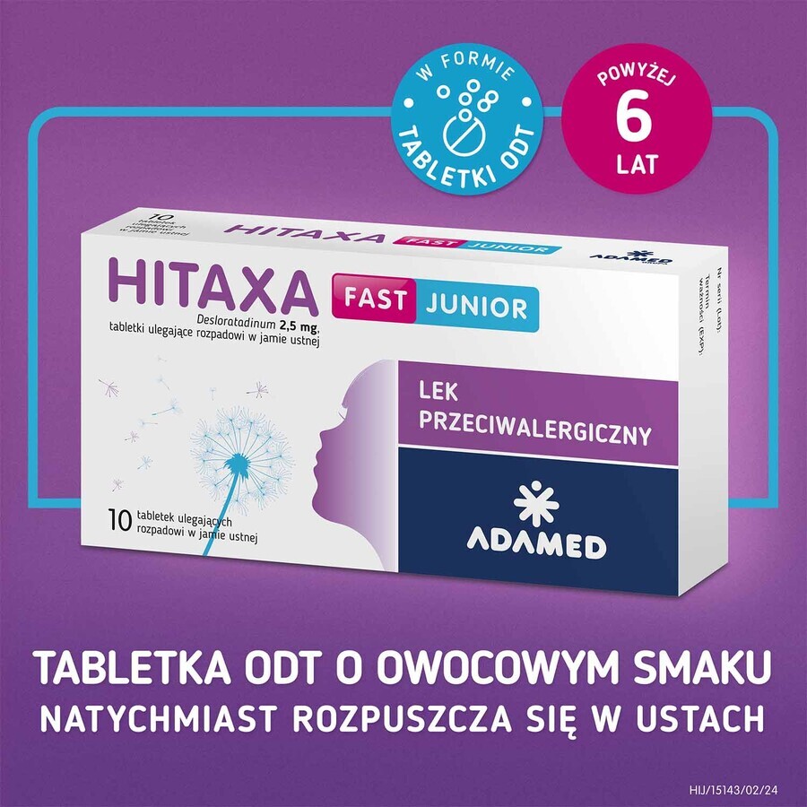 Hitaxa Fast Junior 2.5 mg, 10 orally disintegrating tablets