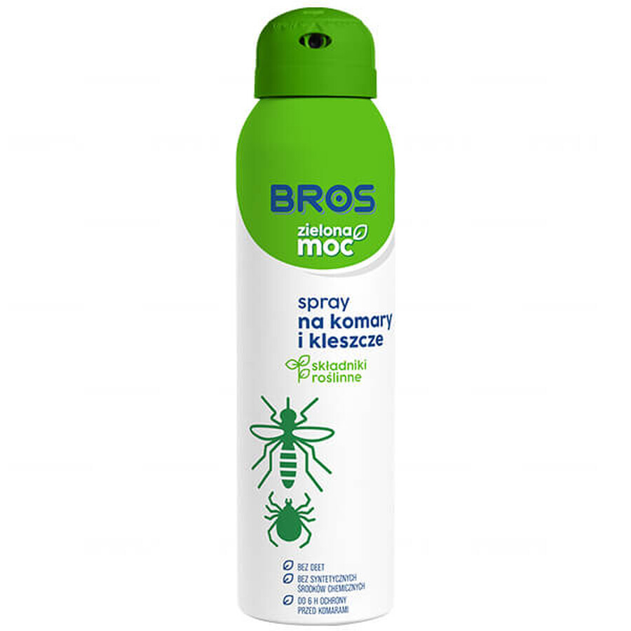 Bros Green Power, spray pentru țânțari, căpușe, fără DEET, 90 ml