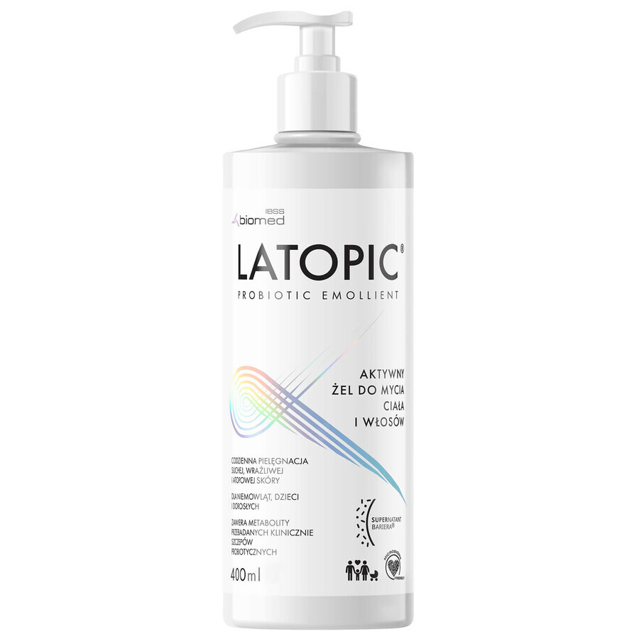 Latopic Probiotic Emollient, aktives Reinigungsgel für Körper und Haar, ab Tag 1, 400 ml