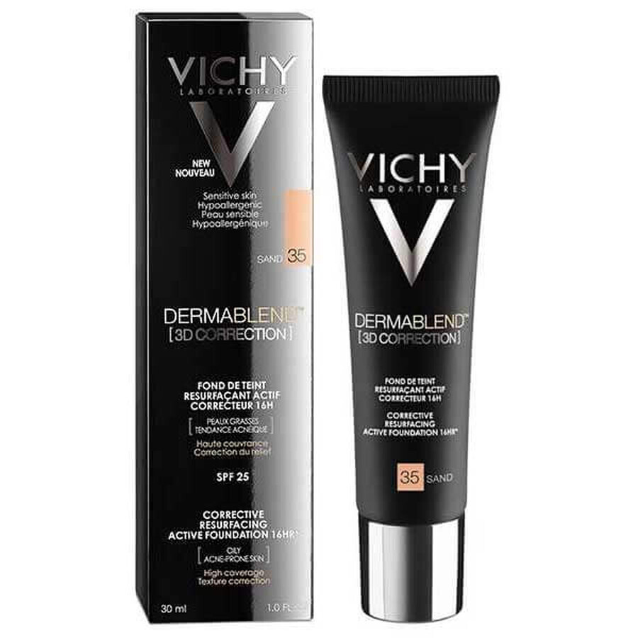 Vichy Dermablend Correction 3D, fond de teint niveleur de surface, No. 35, Sable, 30 ml