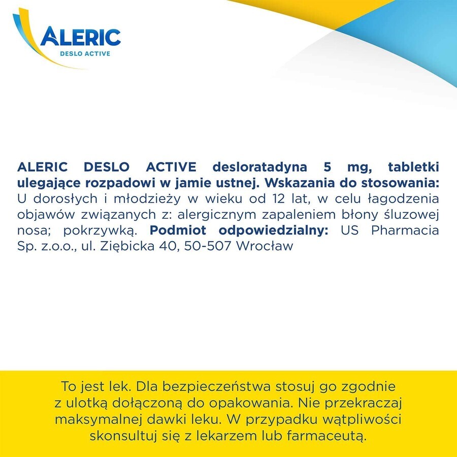 Aleric Deslo Active 5 mg, 10 comprimés à dissolution orale