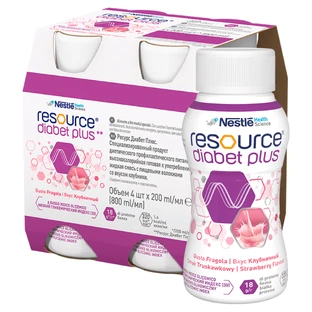 Ressource Diabet Plus, Erdbeergeschmack, 4x200 ml