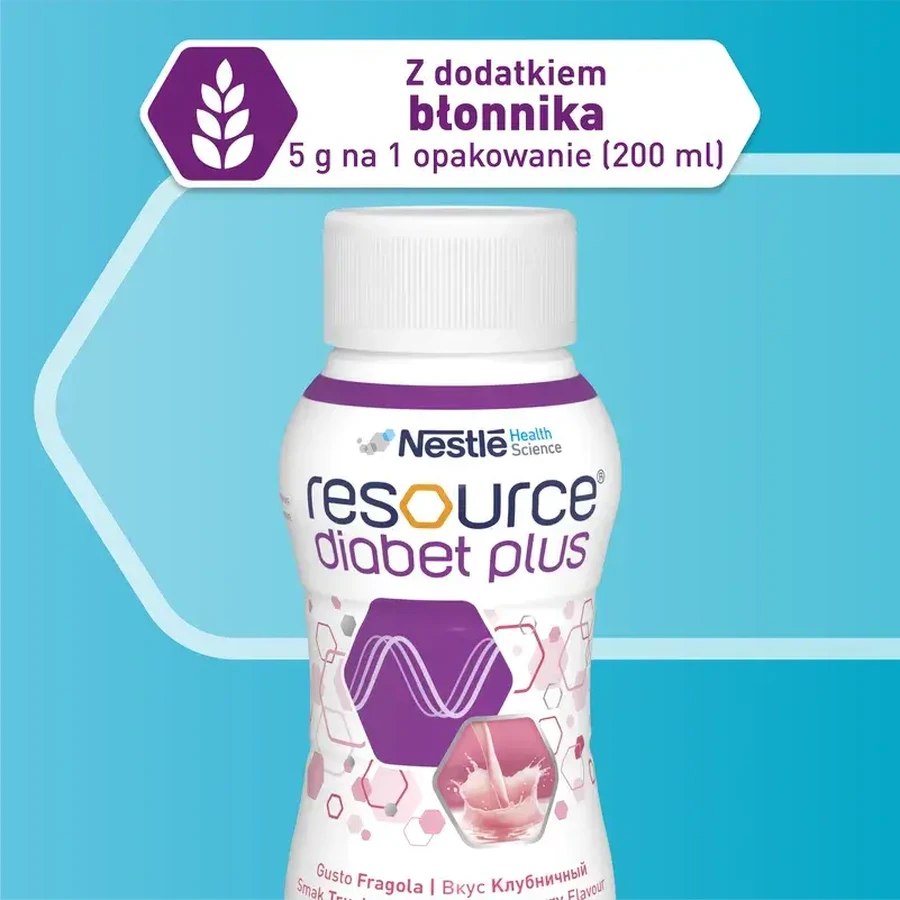 Ressource Diabet Plus, Erdbeergeschmack, 4x200 ml