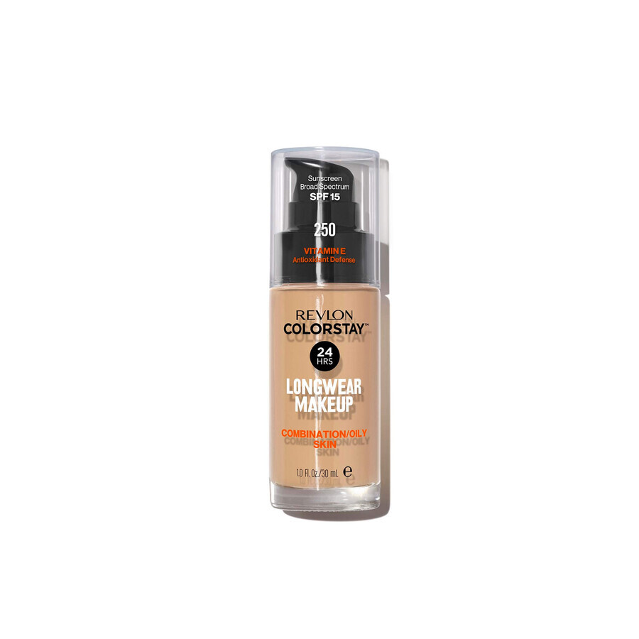 Revlon ColorStay, base para pieles mixtas y grasas, nº 250, Fresh Beige, con dosificador, 30 ml