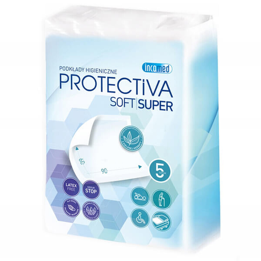 Protectiva Soft Super, Hygieneauflagen, 60 cm x 90 cm, 5 Stück.