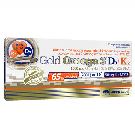 Olimp Gold Omega 3 D3 + K2, 30 Weichkapseln