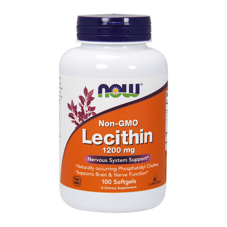 Now Foods Non-GMO Lecithin 1200 mg, lecitina, 100 cápsulas