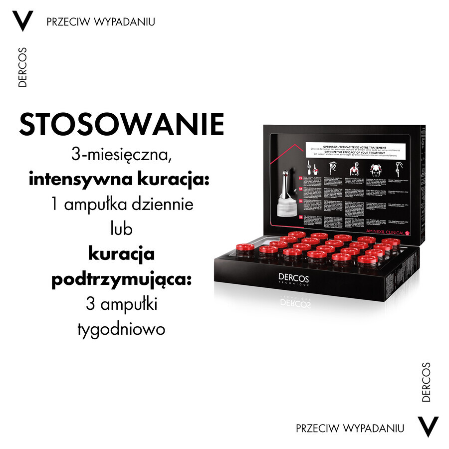 Vichy Dercos Aminexil Clinical 5, tratament împotriva căderii părului pentru bărbați, 6 ml x 21 fiole