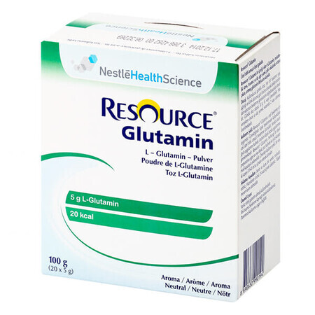 Resource Glutamin, Aminosäurepräparat, neutraler Geschmack, 5 g x 20 Beutel