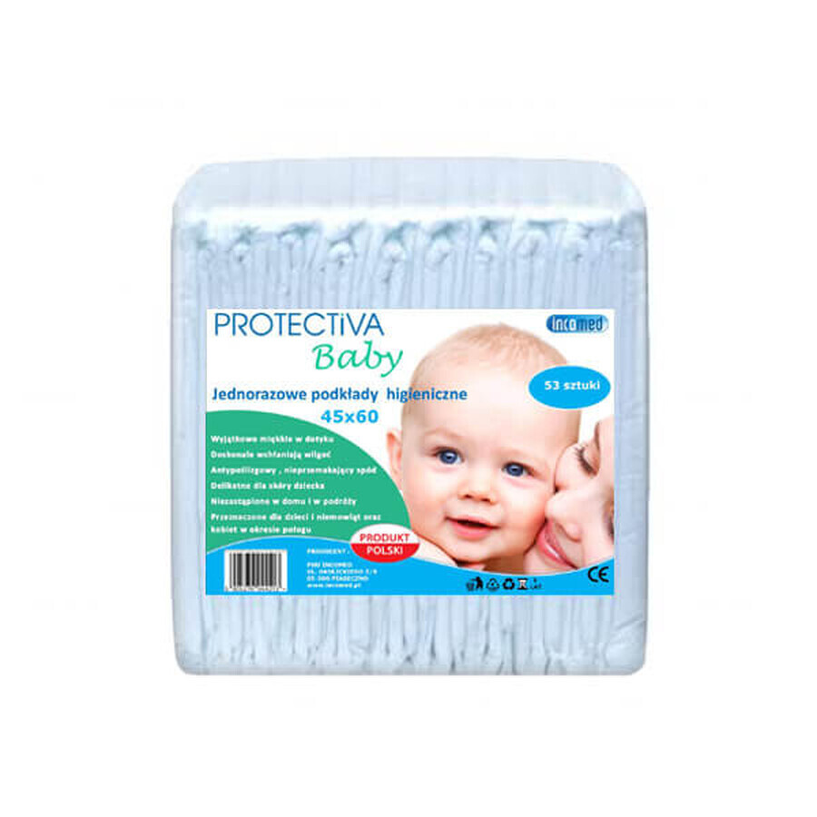 Protectiva Baby, Hygieneeinlagen, Einweg, 45 cm x 60 cm, 53 Stück