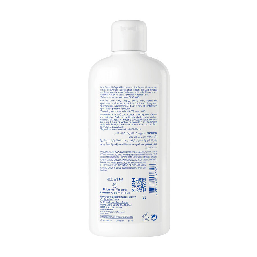 Ducray Anaphase+, Shampoo gegen Haarausfall, stärkt und verleiht Volumen, 400 ml