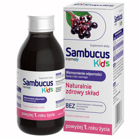 Sambucus Kids, Sirup für Kinder ab 1 Jahr, Himbeergeschmack, 120 ml