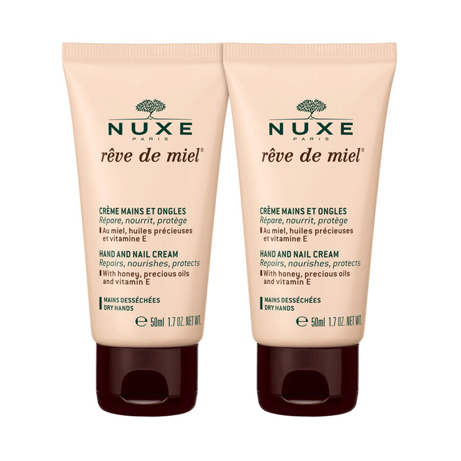 Nuxe Reve de Miel, crème pour les mains et les ongles, 2 x 50 ml