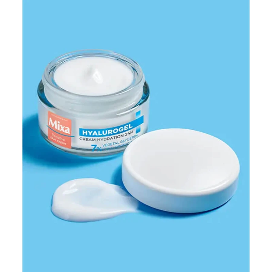 Mixa Hyalurogel, gel-cremă hidratant 24 h, piele normală și uscată, 50 ml