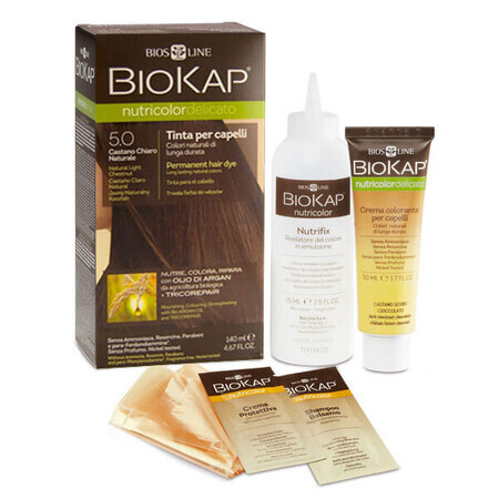 Biokap Nutricolor Delicato, hair color, 5.0 natural light chestnut, 140 ml