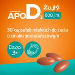 ApoD3 Chews, vitamin D3 800 IU for children over 3 years, orange flavor, 30 soft chewable capsules