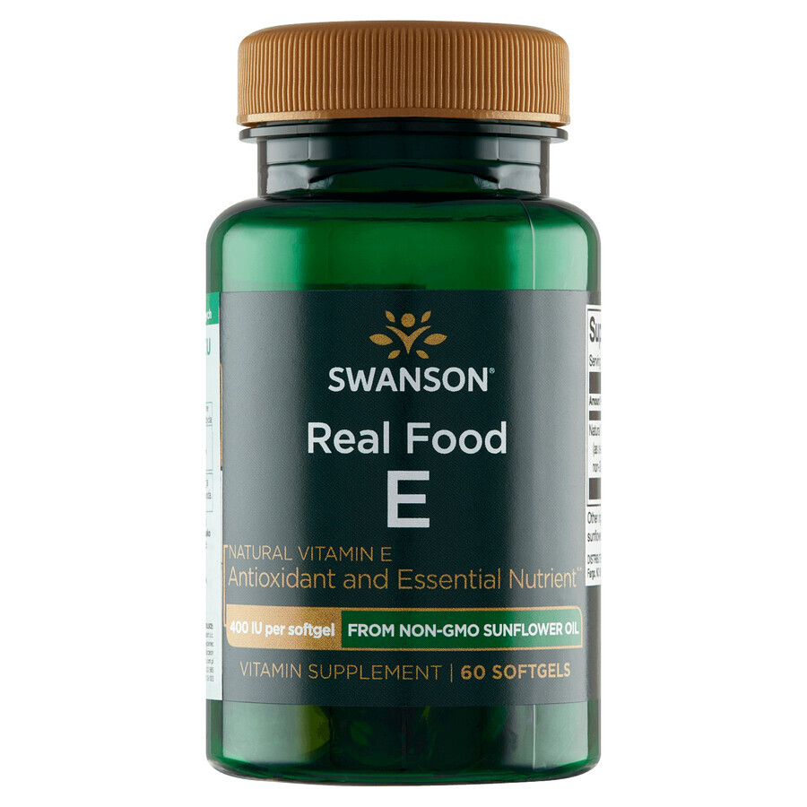 Swanson Real Food E, Natural Vitamin E 400 IU, 60 Capsules