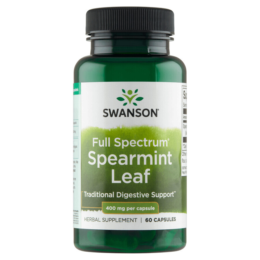 Swanson Full Spectrum Spearmint Leaf, menta verde, 60 capsule