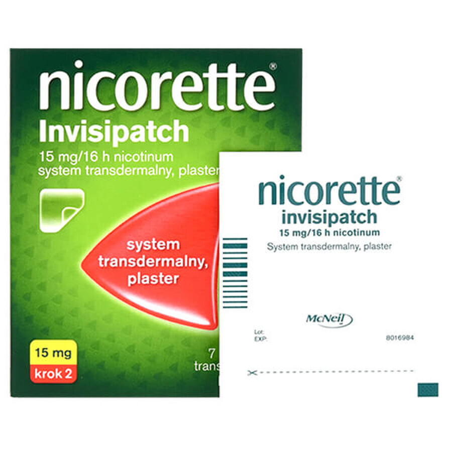 Nicorette Invisipatch 15 mg/16 h, transdermal system, patch, 7 pieces