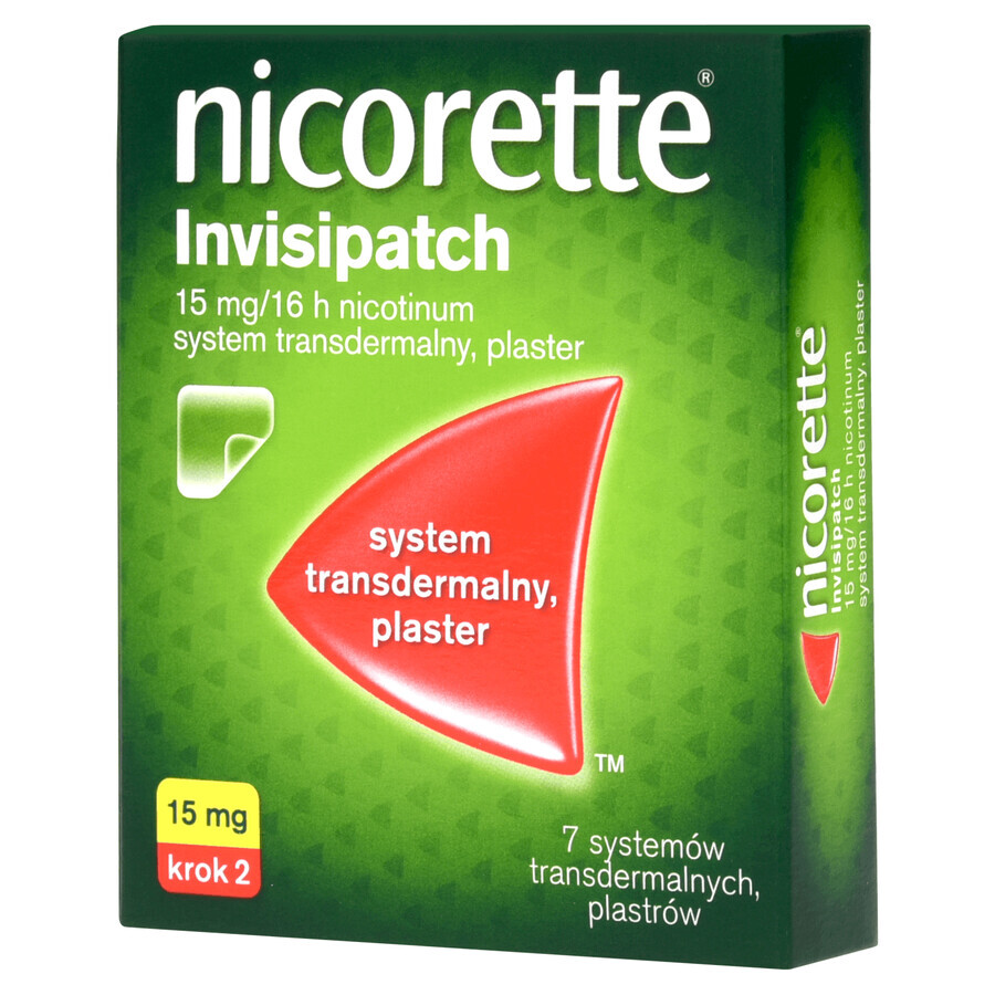 Nicorette Invisipatch 15 mg/16 h, transdermal system, patch, 7 pieces