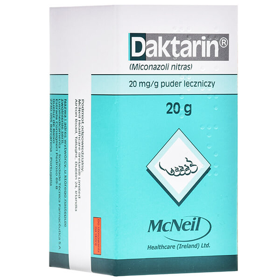 Daktarin 20 mg/ g, polvo medicinal para pulverizar sobre la piel, 20 g