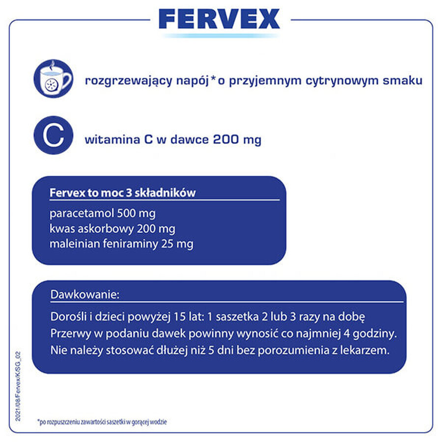 Fervex 500 mg + 200 mg + 25 mg, granulaat voor orale oplossing, 12 sachets