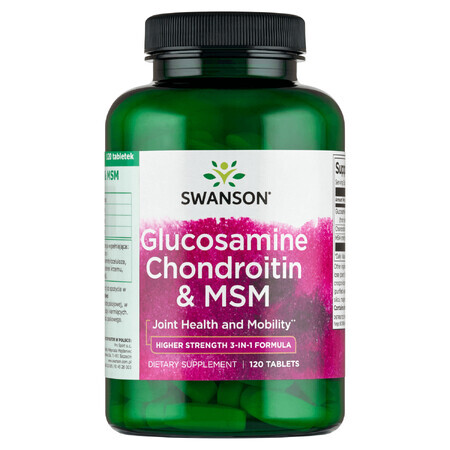 Swanson Glucosamine, Chondroitin &amp; MSM Higher Strength, Glucosamine, Chondroitin &amp; MSM, 120 tablets