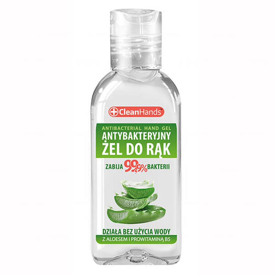 CleanHands, gel antibatterico per le mani con aloe vera e provitamina B5, 50 ml