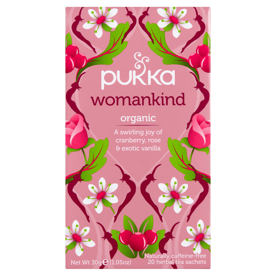 Pukka Womankind Organic té de frutas y hierbas, arándano y rosa, aromatizado, 1,5 gx 20 sobres