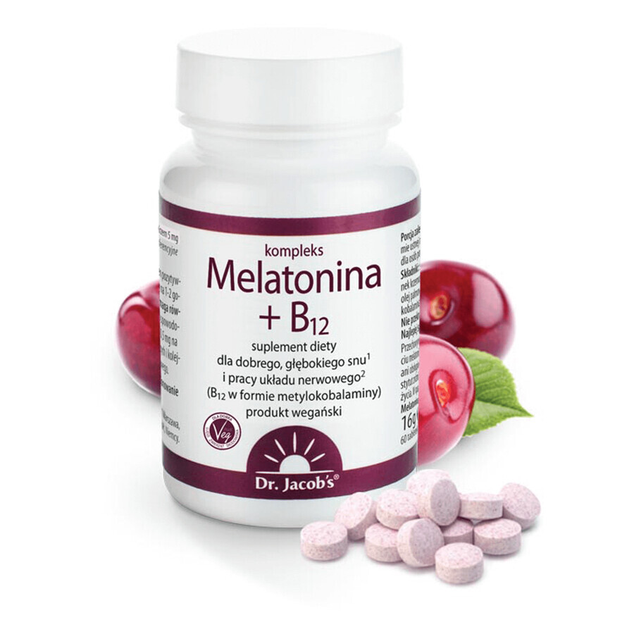 Dr. Jacob's Melatonin + B12 Complex, 60 tablets