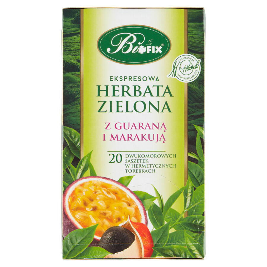 Bi Fix, Grüner Tee mit Guarana und Passionsfrucht, 20 Portionsbeutel