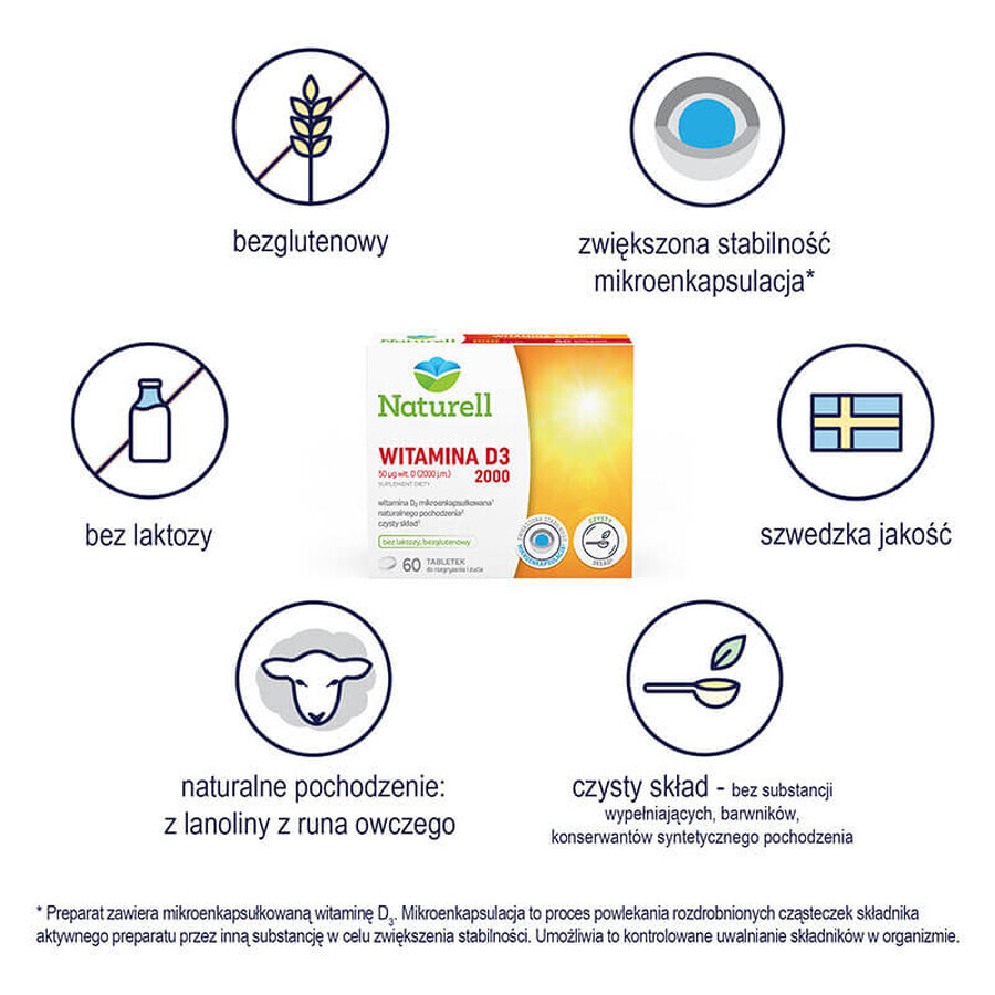 Naturell Vitamin D3 2000, 60 Kautabletten