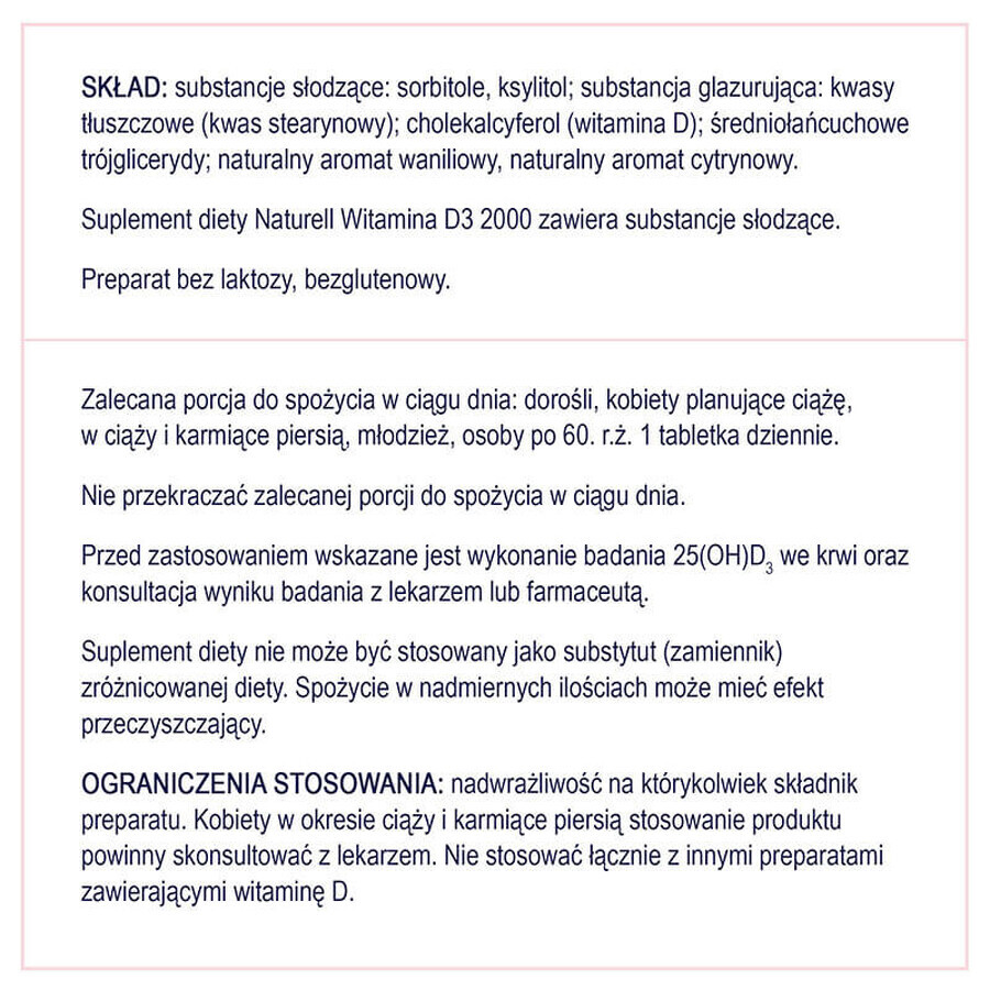 Naturell Vitamin D3 2000, 60 Kautabletten