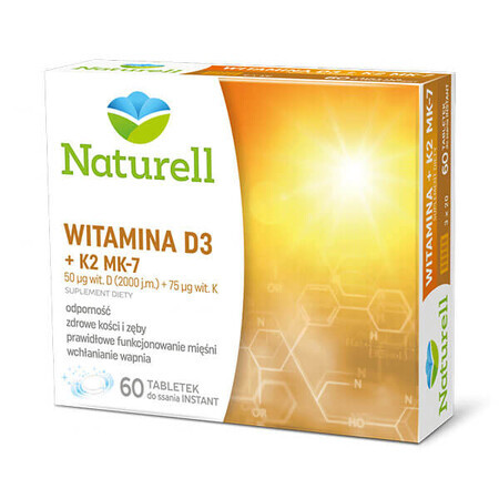 Naturell Vitamin D3 + K2 MK-7, 60 Kautabletten