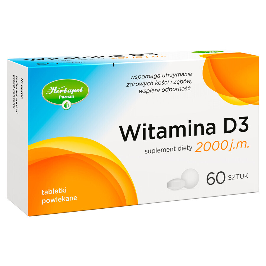 Herbapol Vitamine D3 2000 IE, 60 filmomhulde tabletten