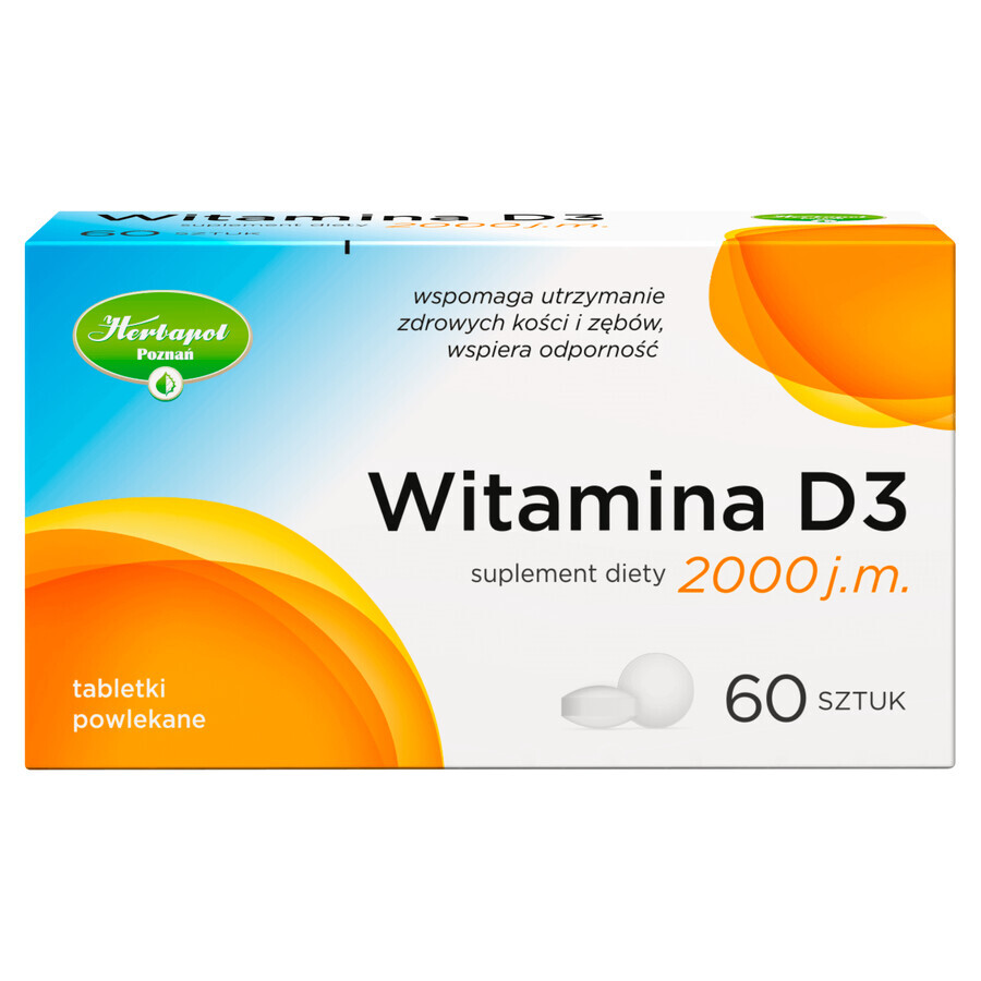 Herbapol Vitamine D3 2000 IE, 60 filmomhulde tabletten