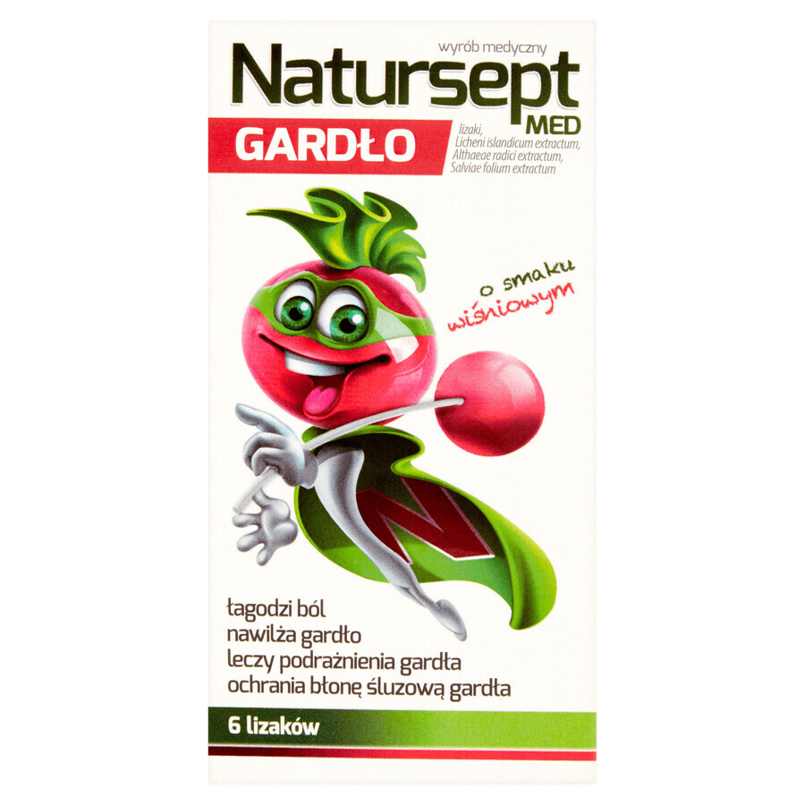 Natursept Med Throat, Lutscher, Kirschgeschmack, 6 Stück