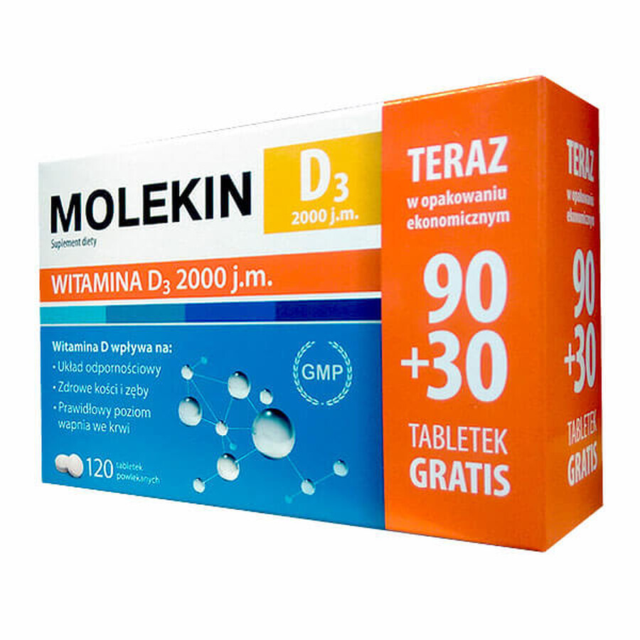 Molekin D3 2000 IU, 90 Tabletten + 30 Tabletten gratis