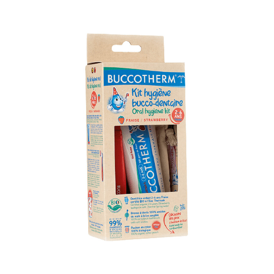 Mundhygiene-Set für Kinder von 2-6 Jahren (enthält Zahnpasta, Zahnbürste und Wattebeutel), 50 ml, Buccotherm