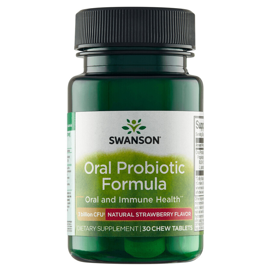 Swanson Oral Probiotic Formula, gusto fragola, 30 pastiglie