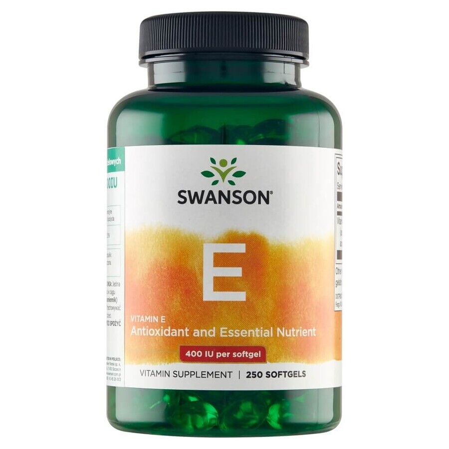 Swanson E, natuurlijke vitamine E 400 IE, 250 gelcapsules