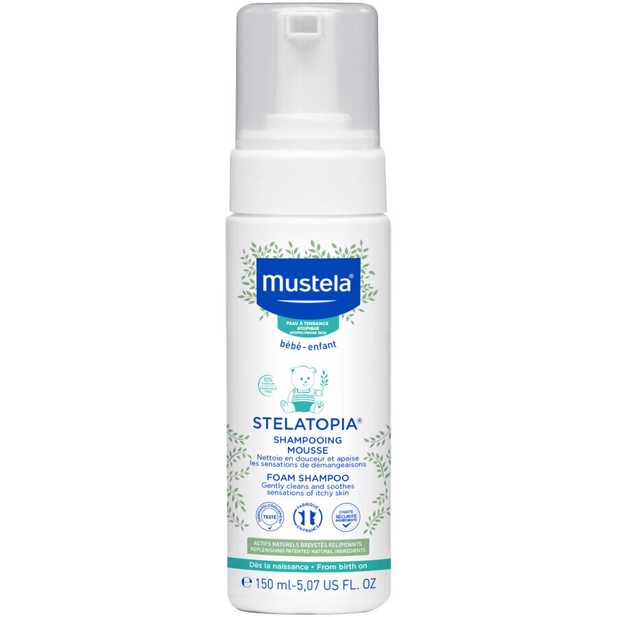 Mustela Stelatopia, shampooing mousse pour bébés, 150 ml