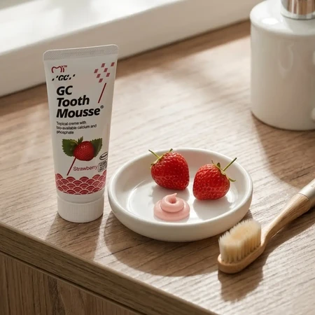 GC Tooth Mousse Zahnpasta, Erdbeergeschmack ohne Fluorid, 35 ml